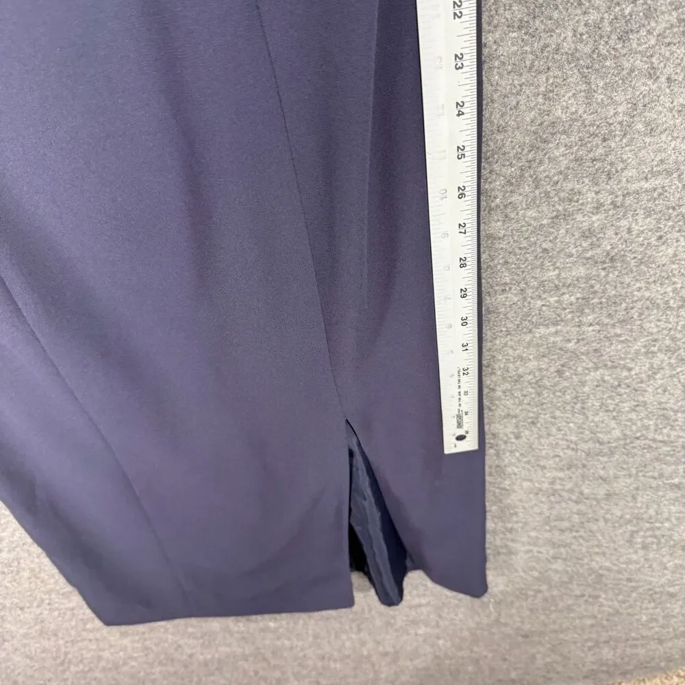 Worthington Dress Women 4P Petite Blue Sheath Midi Zipper Lined Square Neck